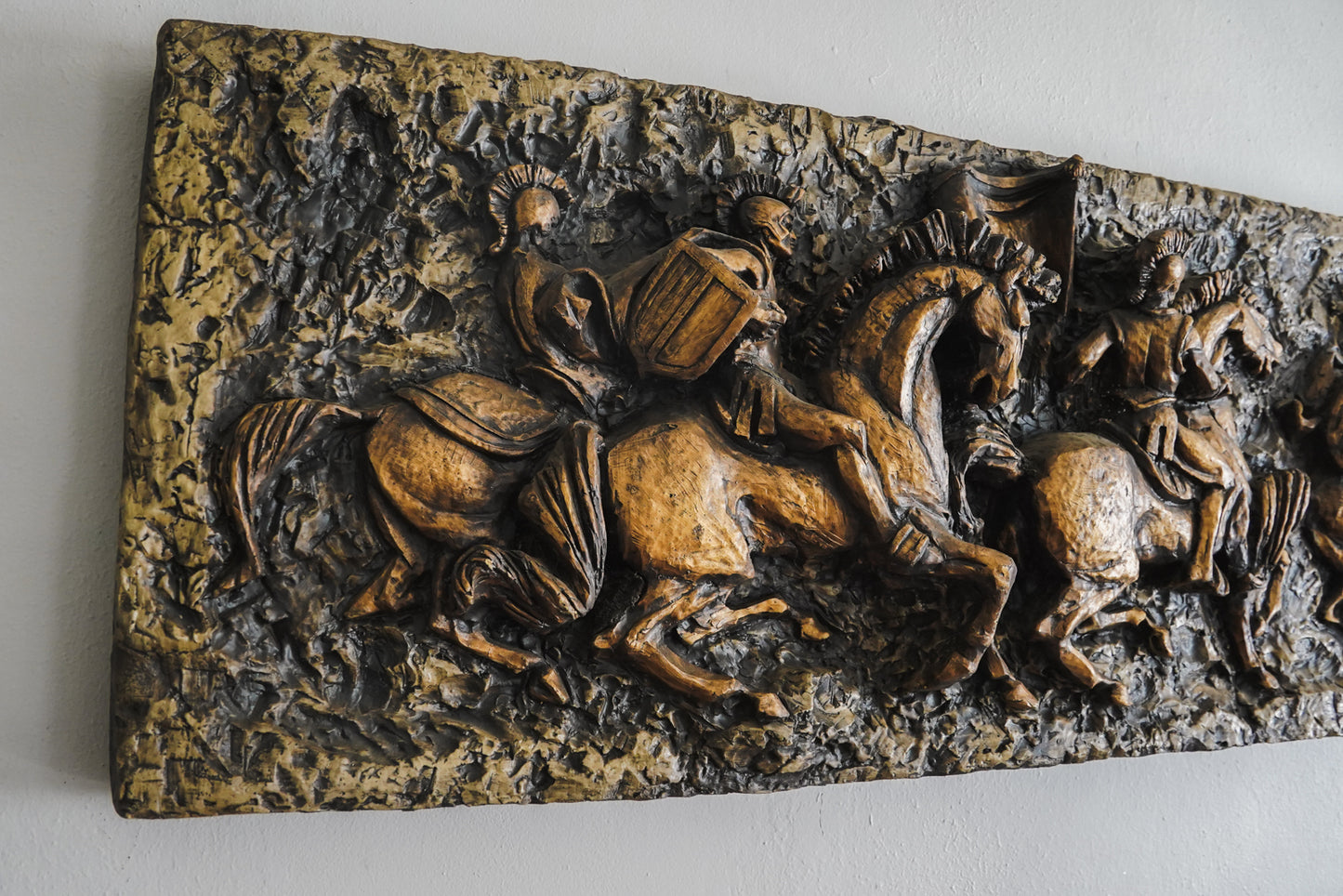 Vanguard Studios 1967 Roman Soldiers Chariots Relief Brutalist Wall Sculpture