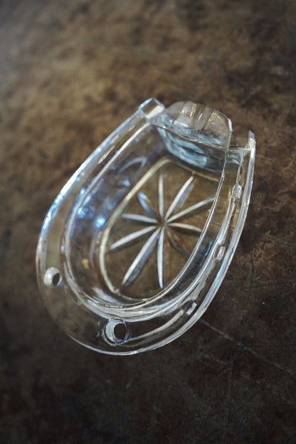 Horseshoe Clear Glass Cigarette Ashtray 3in