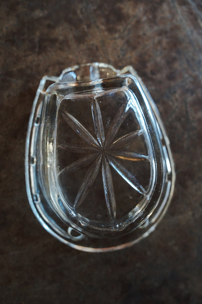 Horseshoe Clear Glass Cigarette Ashtray 3in