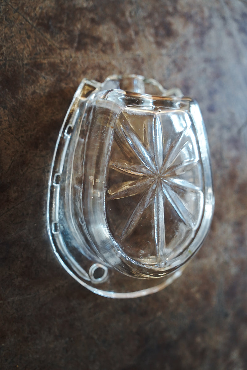 Horseshoe Clear Glass Cigarette Ashtray 3in