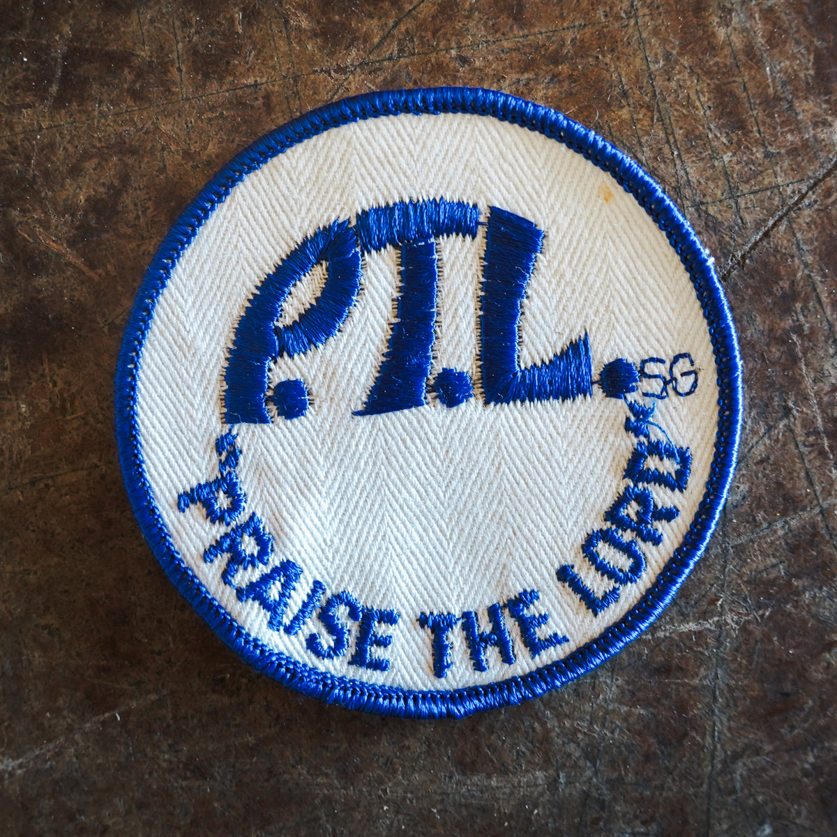 PTL Praise The Lord Round Blue & White Jacket Patch