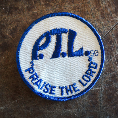 PTL Praise The Lord Round Blue & White Jacket Patch