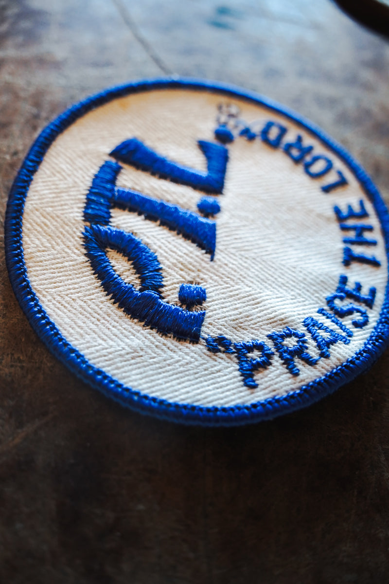 PTL Praise The Lord Round Blue & White Jacket Patch