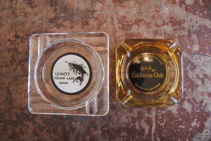 Phil Long's California Club Vegas Amber Glass Souvenir Ashtray - 3.5in