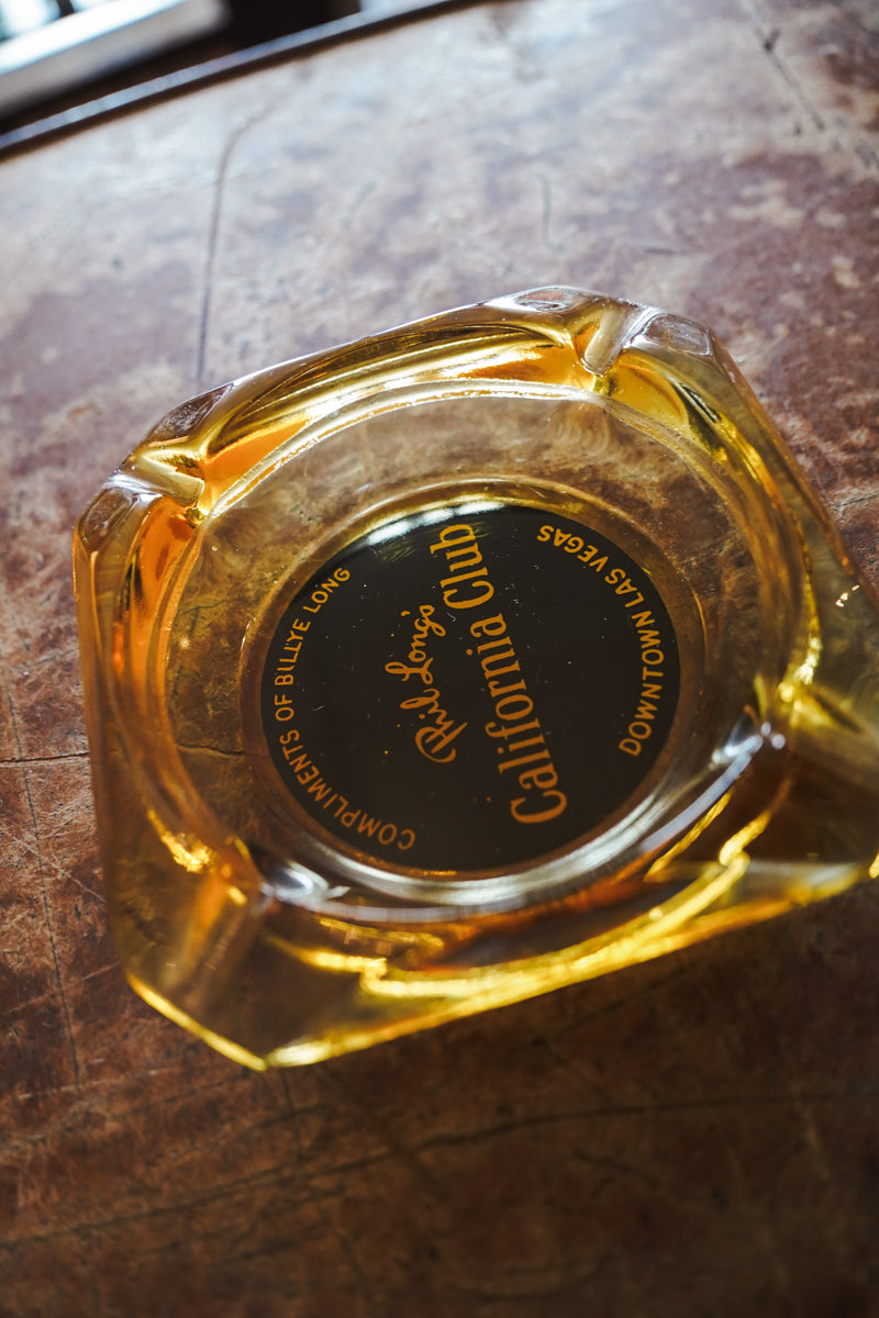 Phil Long's California Club Vegas Amber Glass Souvenir Ashtray - 3.5in