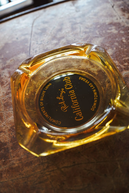 Phil Long's California Club Vegas Amber Glass Souvenir Ashtray - 3.5in