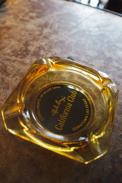 Phil Long's California Club Vegas Amber Glass Souvenir Ashtray - 3.5in