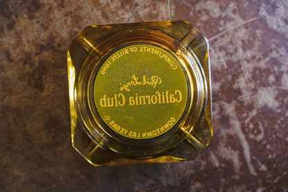 Phil Long's California Club Vegas Amber Glass Souvenir Ashtray - 3.5in